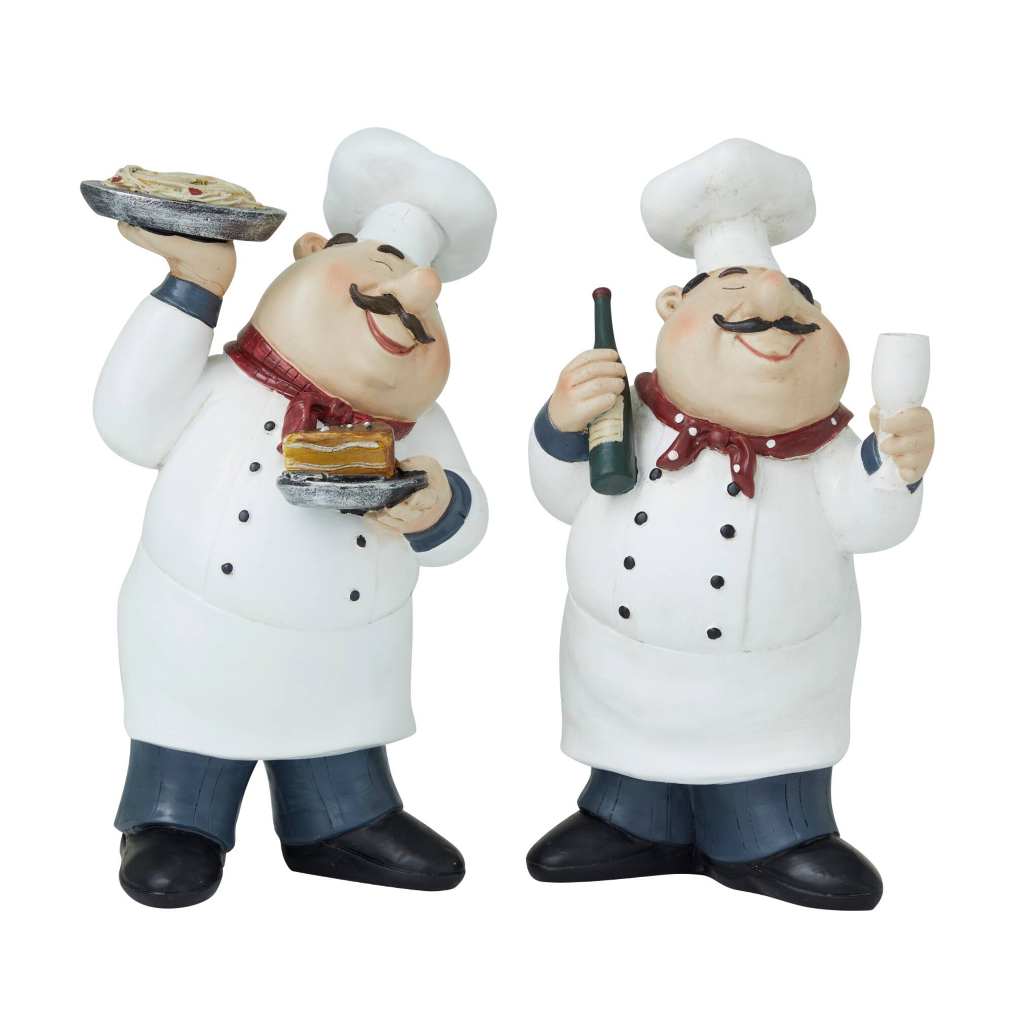 Set of 2" White Polystone Traditional Sculpture, 10" x 6" x 5"